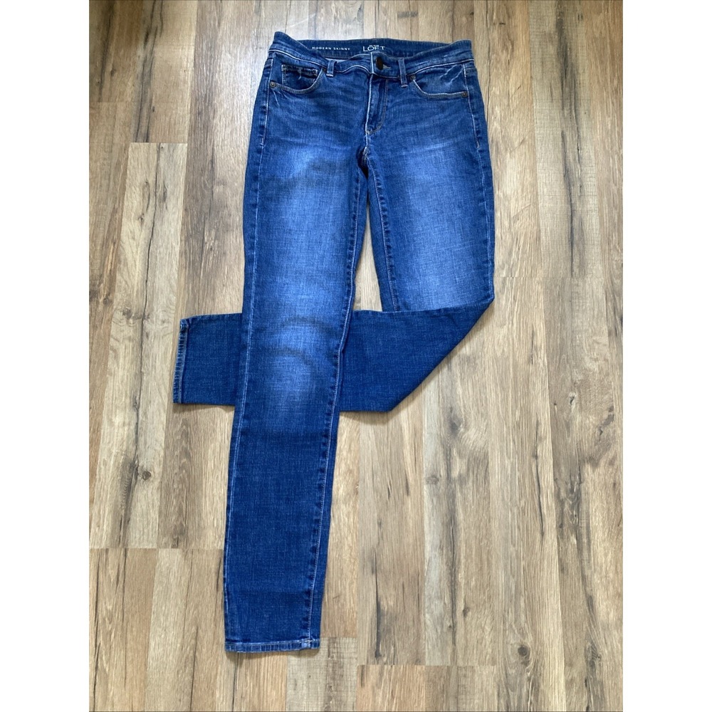 LOFT Skinny Ankle Jeans 26 Blue Medium Wash Modern Skinny Mid‎ Rise Denim Womens
